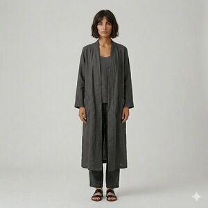 Nomad The Label Blue/Gray Linen Kimono Robe - S/M, 100% French linen!